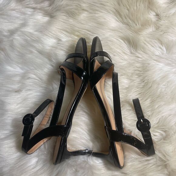 MODENCOCO Black Patent Dress Fashion Open Toe Ankle Strap Strappy Buckle SZ11 - Picture 8 of 12